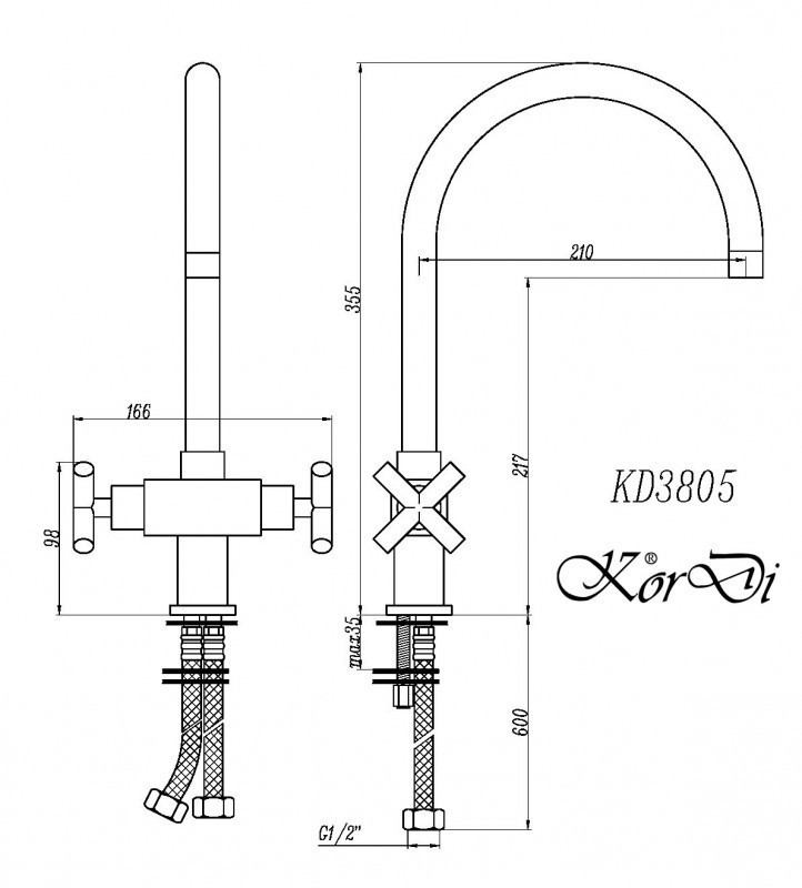 Смеситель для кухни KorDi KD 3805-F05